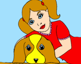 Disegno Bambina che abbraccia il suo cagnolino  pitturato su miriana,giulia colazzo.