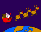 Disegno Babbo Natale che consegna i regali 3 pitturato su yaya