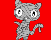 Disegno Mummia gatto scaraboechio pitturato su sofia