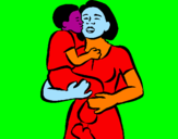 Disegno Bacio materno  pitturato su francycvvdddddgth
