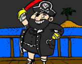 Disegno Pirata a bordo  pitturato su diego