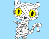 Disegno Mummia gatto scaraboechio pitturato su loris