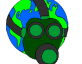 Disegno Terra con maschera anti-gas  pitturato su patty e peppe