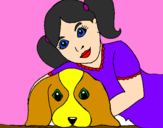 Disegno Bambina che abbraccia il suo cagnolino  pitturato su alessandra romano