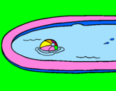 Disegno Palla in piscina pitturato su cristal