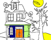 Disegno Casa del terrore pitturato su laura 3 anni 