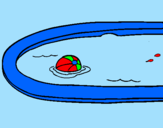 Disegno Palla in piscina pitturato su giulia