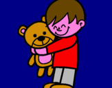 Disegno Ragazzo con teddy pitturato su ASIA