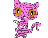 Disegno Mummia gatto scaraboechio pitturato su valentina