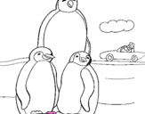 Disegno Famiglia pinguino  pitturato su ELISA