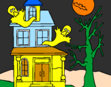 Disegno Casa del terrore pitturato su laura 3 anni 