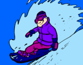 Disegno Discesa in snowboard  pitturato su anastasia