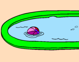 Disegno Palla in piscina pitturato su lisa margutti