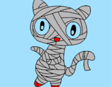 Disegno Mummia gatto scaraboechio pitturato su T E O