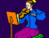 Disegno Dama violinista  pitturato su ilenia 