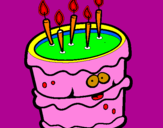 Disegno Torta di compleanno 2 pitturato su lisa andrea
