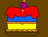 Disegno Torta di compleanno  pitturato su strat
