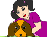 Disegno Bambina che abbraccia il suo cagnolino  pitturato su coccolosa forever 98