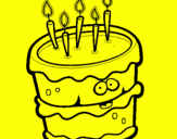 Disegno Torta di compleanno 2 pitturato su MAMMA