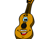 Disegno Chitarra classica  pitturato su chitarra