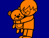 Disegno Ragazzo con teddy pitturato su ALICE