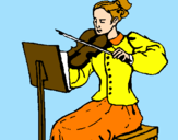 Disegno Dama violinista  pitturato su CARO