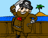Disegno Pirata a bordo  pitturato su una mattina piratesca