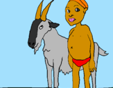 Disegno Bambino africano con una capra pitturato su alexis98 