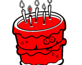 Disegno Torta di compleanno 2 pitturato su z