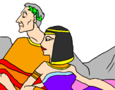 Disegno Cesare e Cleopatra  pitturato su jasmine
