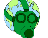 Disegno Terra con maschera anti-gas  pitturato su pedra!