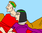 Disegno Cesare e Cleopatra  pitturato su annalisa
