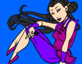 Disegno Principessa ninja  pitturato su Erika Terrone