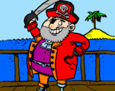 Disegno Pirata a bordo  pitturato su giorgia