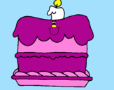 Disegno Torta di compleanno  pitturato su nika