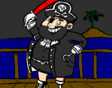 Disegno Pirata a bordo  pitturato su diego