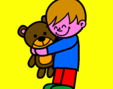 Disegno Ragazzo con teddy pitturato su susanna e valentina