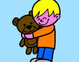 Disegno Ragazzo con teddy pitturato su ALE  