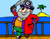 Disegno Pirata a bordo  pitturato su teo