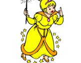Disegno Fata madrina pitturato su gialla