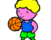 Disegno Giocatore di pallacanestro  pitturato su pagliaccio di nicolo