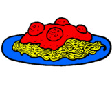 Disegno Spaghetti al ragù  pitturato su SPAGHETTI AR SUGO!!!