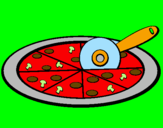 Disegno Pizza pitturato su qwerty