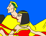 Disegno Cesare e Cleopatra  pitturato su coccinella-rosa