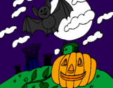 Disegno Halloween paesaggio pitturato su supercatanesesempretifoso