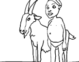 Disegno Bambino africano con una capra pitturato su bimbo africano