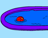 Disegno Palla in piscina pitturato su alice