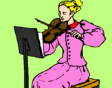 Disegno Dama violinista  pitturato su gaia  sipione