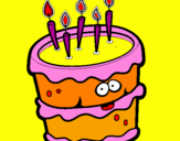 Disegno Torta di compleanno 2 pitturato su tortalina