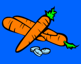 Disegno Carote II pitturato su carote e pillole